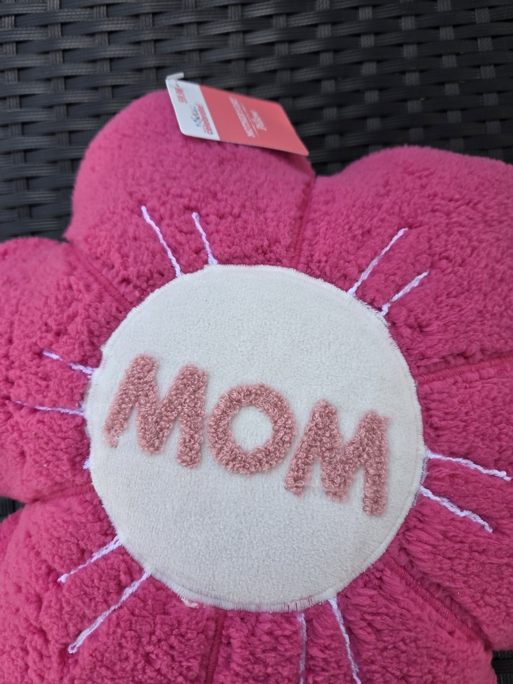 Plush Pink "MOM" Flower Accent Pillow - Home Accents